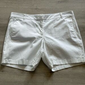 J. Crew White Bermuda Shorts Cotton Blend Mid-Length